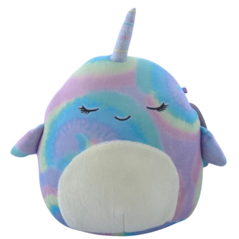 Squishmallows Official Kellytoy 8" Ter the Narwhal Plush Toy Rainbow Swirl NEW